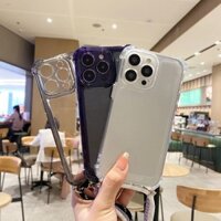 Vòng cổ đeo chéo Dây đeo dây buộc chống rơi cho IPhone 14 13 12 11 15 16 Pro Max X XR Ốp lưng silicon chống sốc Vỏ điện thoại cứng