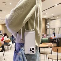 Vòng cổ đeo chéo Dây đeo dây buộc Chống rơi trong suốt cho IPhone 14 13 12 11 15 16 Pro Max X XR Ốp lưng silicon chống sốc Vỏ điện thoại cứng