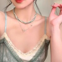 Vòng cổ đeo đính ngọc trai ba lớp xanh dịu dàng mùa xuân Phụ Kiện Vòng cổ dây chuyền xương đòn cảm giác cao cấp sang trọng nhẹ nhàng cho nữ choker