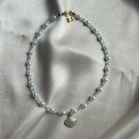 Vòng cổ handmade Clamshell Necklace vỏ sò xanh phối ngọc trai