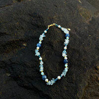 Vòng cổ handmade đá thạch anh xanh phối ngọc trai