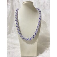 Vòng cổ Handmade hạt pha lê phối cườm xoắn tròn Xanh trắng