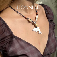 Vòng cổ Honniee - Vòng cổ nữ freesize charm sò sao biển tự nhiên mặt cá heo vỏ sò dây xanh đen nữ tính Honniee