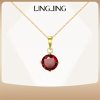 Vòng cổ hợp kim đồng tấn vàng LINGJING dành cho nữ - Mặt dây chuyền Ruby tự nhiên Quà tặng sang trọng