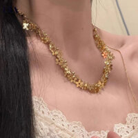 Vòng cổ kéo hoa vàng, Vòng Cổ choker thiết kế thích hợp retro, Vòng cổ có thể điều chỉnh