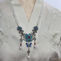 Vòng cổ khăn mặt Hanfu, khóa hòa bình, vòng cổ tua rua mây, phong cách Trung Quốc mới, phong cách cổ xưa, vòng cổ cheongsam giả ngọc trai