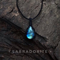 Vòng cổ Labradorite hắc nguyệt quang mài bóng đan dây macrame
