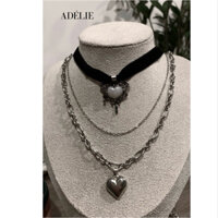 Vòng cổ Layla choker dây nhung và xích mạ bạc