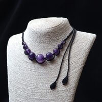 Vòng cổ macrame kết hợp đá Amethyst - MVC27Ame147