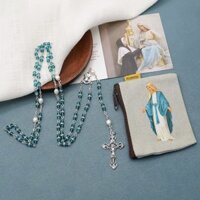 Vòng cổ Mân Côi hoa hồng-với Pha lê xanh lỗ kim cương / Pha lê đỏ / Pha lê hồng / Pha lê xanh nhạt / Pha lê xanh trung bình-7,5mm