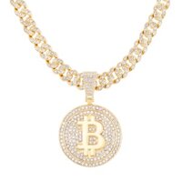 Vòng cổ Mặt Chữ boss / bitcoin Mạ Vàng Đính Đá Zircon Phong Cách hip hop Thời Trang 2024 y2k