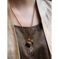 Vòng cổ mặt dây chuyền bầu gỗ trầm hương Qinan tự nhiên dành cho nam và nữ
