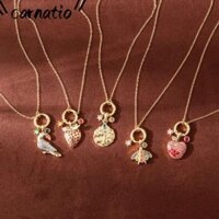 Vòng cổ mặt dây chuyền hình bướm CARNATIO, Vòng cổ dâu tây chống thấm nước màu vàng, Vòng đeo tay pha lê bằng kim loại thanh lịch