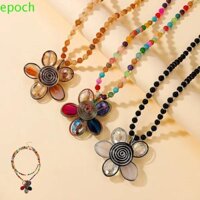 Vòng cổ mặt dây chuyền hoa lớn EPOCH, Vòng cổ hạt Dopamine dài đầy màu sắc Maxi, Chuỗi xương đòn Ấn Độ Retro Phong cách Bohemian Trang sức Quà tặng Dây chuyền áo len dành cho nữ