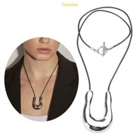 Vòng cổ mặt dây chuyền móng ngựa hình chữ U NICE dành cho nữ Dây đen Dây chuyền xương đòn Choker