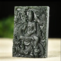 Vòng Cổ Mặt Dây Chuyền Ngọc Bích Tân Cương Hetian Jade Jiulong Guanyin Mặt Dây Chuyền Ngọc Bích Ngọc Bích Màu Xanh Ngọc