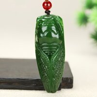 Vòng cổ mặt dây chuyền Zen đá tự nhiên màu xanh lá cây, Thích hợp cho mọi dịp và quà tặng ngày lễ Ngọc bích Cicada Blockbuster Mặt dây chuyền ngọc bích