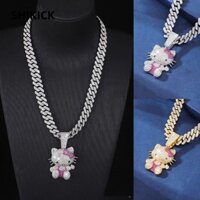 Vòng cổ mặt dây chuyền SHIKICK, Vòng cổ chuỗi Hello Kitty, Hợp kim Kawaii Sanrio Trang sức thời trang tinh tế Nam Nữ
