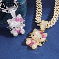 Vòng cổ mặt dây chuyền WUZIWEN, Vòng cổ dây chuyền hợp kim, Kawaii Hello Kitty Sanrio Trang sức thời trang tinh tế Nam Nữ