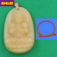 Vòng cổ mặt phật Đại nhật như lai đá vàng 4.3 cm - Dây dù vàng - Hộ mệnh tuổi Mùi, Thân