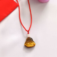 Vòng cổ mặt Phật Di Lặc đá nâu vàng cho bé sinh 2020 2021 mệnh thổ luôn bình an, lạc quan, vui vẻ, yêu đời