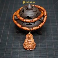 Vòng cổ mặt phật Di Lặc gỗ Nu Huyết Long cao cấp - Dây chuyền gỗ để mộc, vân đẹp | Thiên Mộc Bảo
