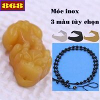 Vòng cổ mặt Tỳ hưu đá vàng kèm vòng cổ dây hạt chuỗi đá đen