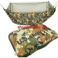 Võng ,có mùng xếp gọn dã ngoại, Võng mùng rằn ri  3 lớp cao cấp