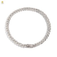 Vòng cổ nam ECHOG, Dây chuyền xương đòn Bạc Cuba Dây chuyền, Phụ kiện trang sức Hip Hop độc đáo Trang trí vòng cổ bằng kim cương giả