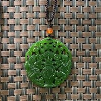 Vòng cổ Ngọc bội canxit xanh KHẮC HÌNH cổ trang dây chuyền xinh xắn