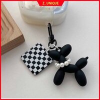 Vòng cổ ngọc trai Bubblyday Balloon puppy Móc khóa, túi đựng chó con quyến rũ, móc khóa dễ thương hàn quốc, móc khóa chó con màu đen