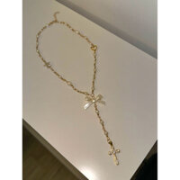 Vòng cổ Nina (ver nơ gold)-(chọn charm theo ý) dây chuyền retro cổ điển thánh giá phủ vàng indigo phối nơ không gỉ