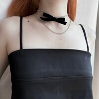 Vòng cổ nơ nhung đen đính đá C93 Choker Club