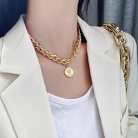 Vòng cổ nữ choker 2 tầng Layer  mặt đồng xu thời trang cá tính