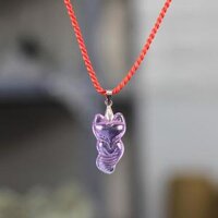 Vòng cổ nữ Hồ Ly đuôi dài Pha Lê tím móc bạc