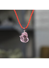 Vòng cổ nữ Hồ Ly Pha Lê hồng móc bạc