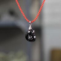 Vòng Cổ Nữ Hồ Ly Pha Lê Móc Bạc Nhiều Màu - Đen