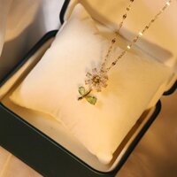 Vòng Cổ Nữ Mặt Dây Chuyền Hoa Hướng Dương Lá Xanh Hoa Hướng Dương Mặt Dây Chuyền Ánh Sáng Sang Trọng Niche Cao Cấp20250324