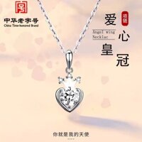 Vòng cổ nữ Sterling bạc 999 Dây chuyền xương đòn 21 New Love Crown Ins Niche Design Lover Món quà Giáng sinh cho bạn gái