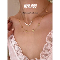 Vòng cổ nữ Vòng cổ lát tròn nhỏ bằng thép không gỉ vàng 18K đơn giản