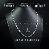 Vòng cổ ODIN Chain Cuban Titanium - Thép Titan 316L KHÔNG ĐEN - KHÔNG GỈ - Bảo hành trọn đời