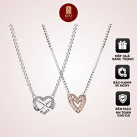 Vòng Cổ Pandora Heart Đính Đá Trắng, Bạch Kimm, Hàng Cao Cấp, Fullbox
