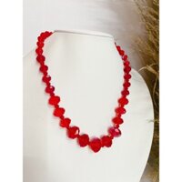 VÒNG CỔ PHA LÊ ĐỎ SECONDHAND TRANG SỨC SI PHỤ KIỆN SI NHẬT BẢN BOU JEWELRY VINTAGE MÃ VC