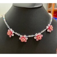 Vòng cổ pha lê Swarovski hoa kim cương , có bông tai đi theo bộ ak