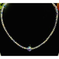 Vòng cổ pha lê Swarovski nón 4ly kết hợp đa cạnh nhuyễn 8ly