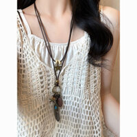 Vòng cổ phong cách dân tộc Bohemian, Vòng Cổ thiết kế thích hợp cho nữ, Dây Chuyền Áo len lá đính cườm cổ điển kiểu Trung Quốc mới, BVEU