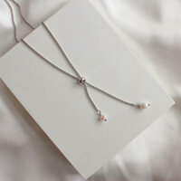 Vòng cổ thép không gỉ dạng khóa trượt phối ngọc thanh lịch SABI necklace - LILIMALISM