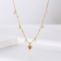 [Vòng cổ tinh tế] Vòng cổ mạ vàng thật bằng đồng Vòng cổ mạ đồng Zircon chải hai lớp Vòng cổ Niche Cao cấp