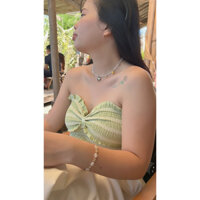 Vòng cổ Tspace đá thạch anh trong suốt phối charm