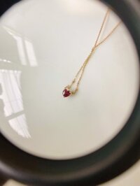 Vòng cổ vàng 10K mặt đá Garnet sz 5x3.5 HRBD-008